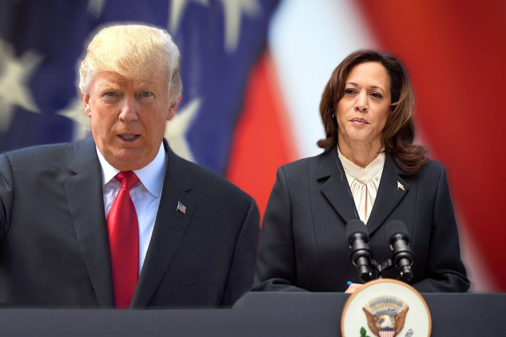 Donald Trump in Kamala Harris