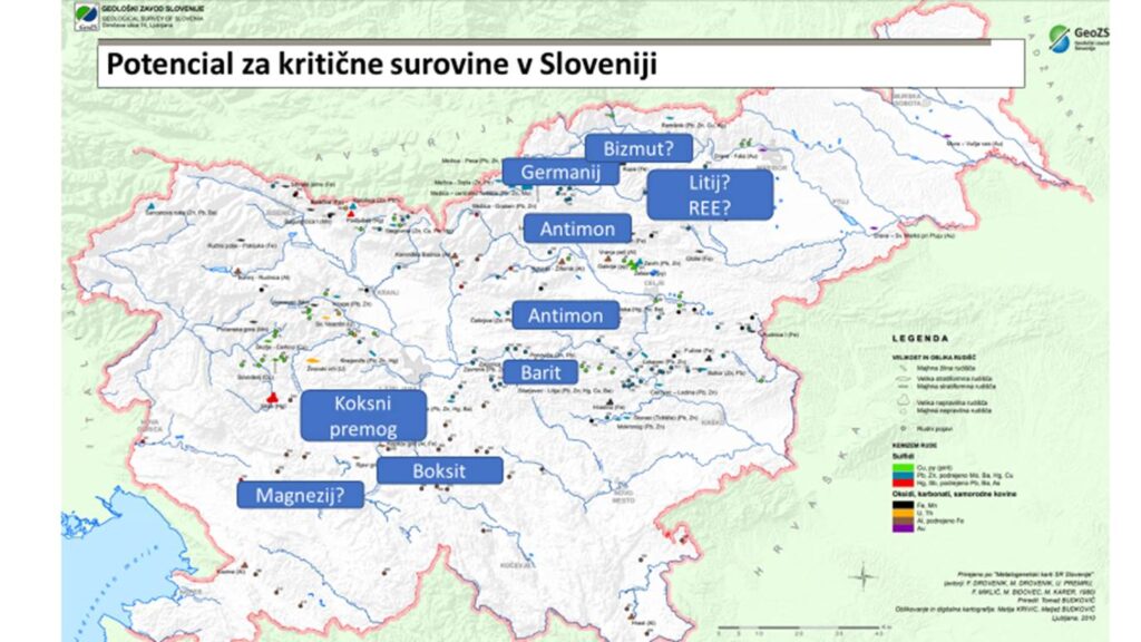 Zemljevid kritičnih surovin v Sloveniji