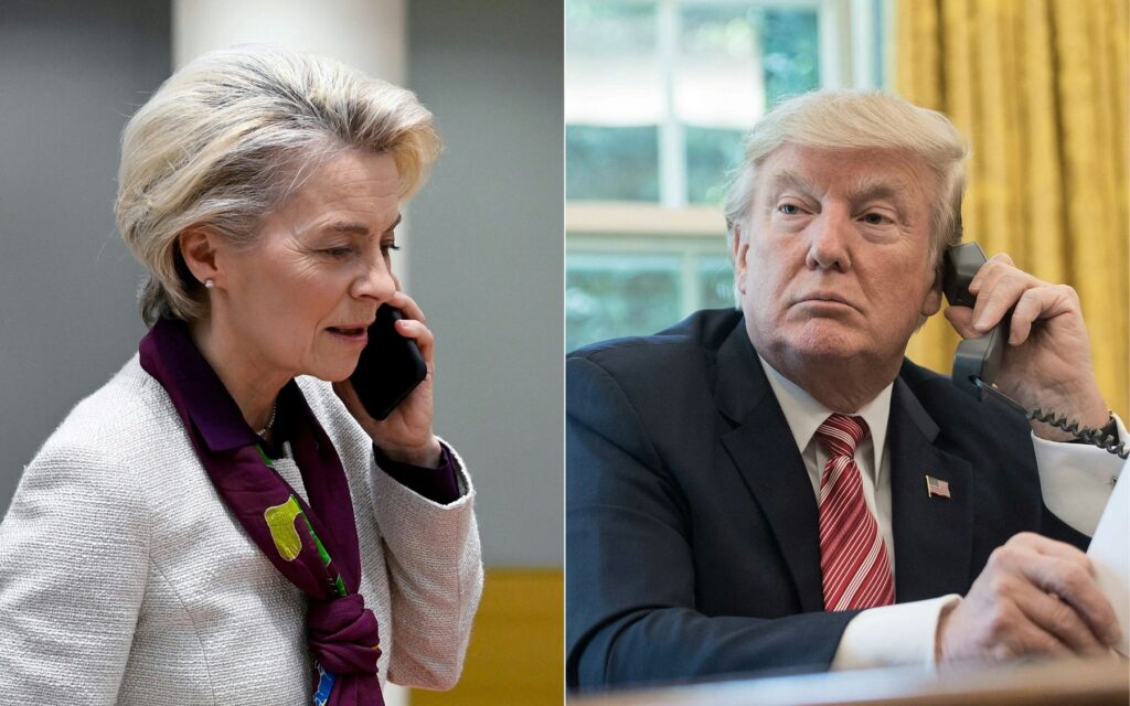Predsednica Evropske komisije Ursula von der Leyen in ameriški predsednik Donald Trump