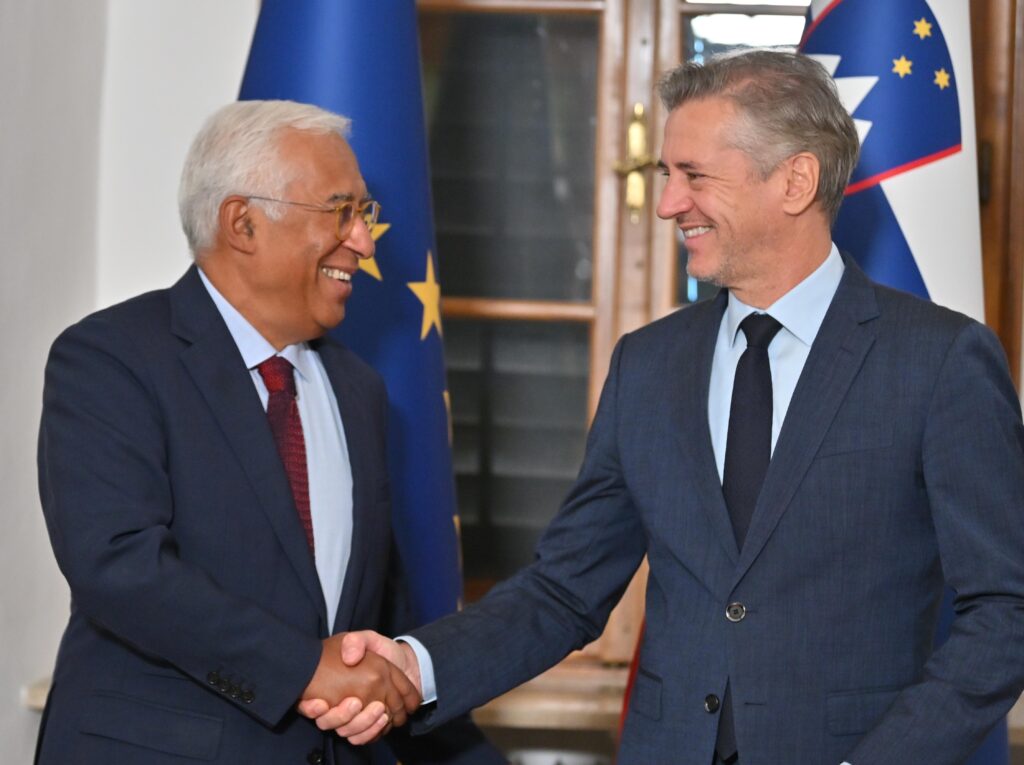 Predsednik Evropskega sveta Antonio Costa in slovenski premier Robert Golob