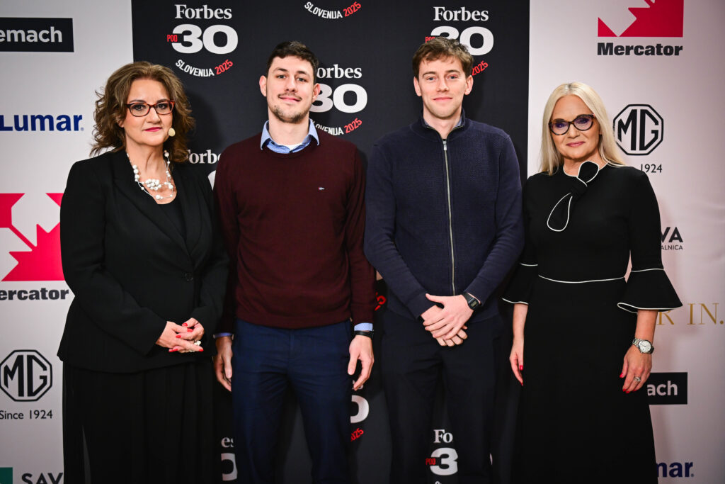 Urednica Forbes Slovenija Bojana Humar, soustanovitelji Lime Booking Nejc Ekrat in Marcel Dover ter direktorica in urednica N1 Slovenija Katja Šeruga