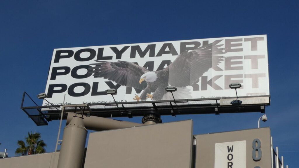 Plakat za napovedno platformo Polymarket