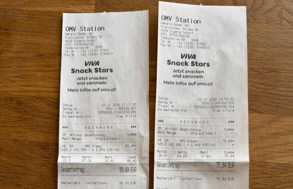 račun, gorivo, Avstrija