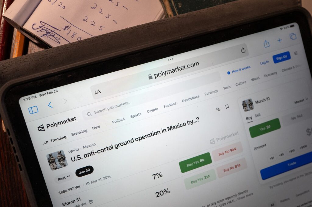 Platforma Polymarket, ki ponuja stave na prihodnje dogodke